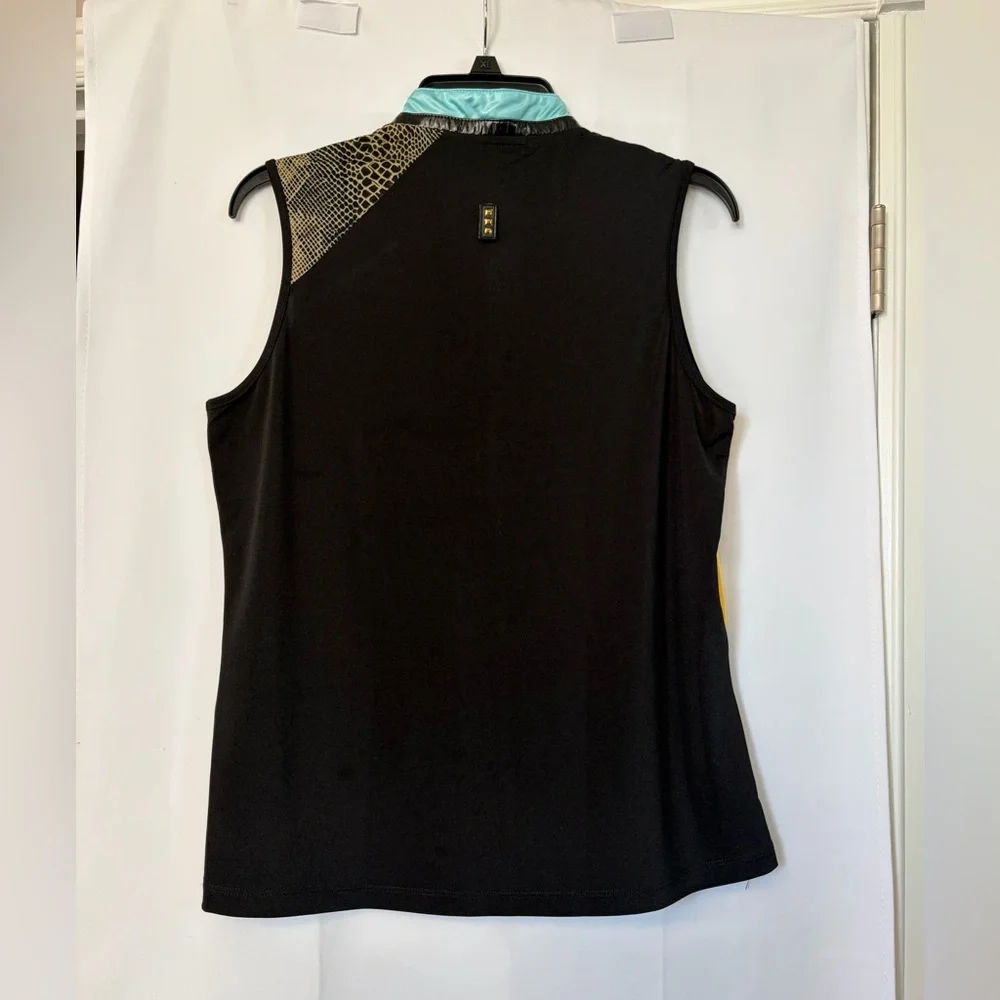 Jamie Sadock‎ geometric sleeveless 1/4 zip performance shirt